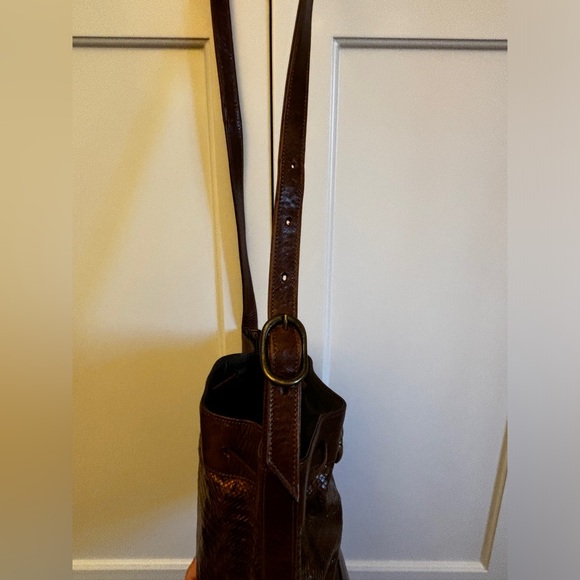 Vintage Susan Gail leather/reptile brown bucket bag Made in Italy - Picture 5 of 10